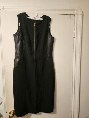 DONNA KARAN New York black crewneck shell dress sz 10